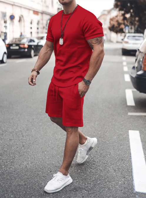 Men's Clothing short-sleeved shorts two-piece set sports casual men's T-shirt top_voghion.com