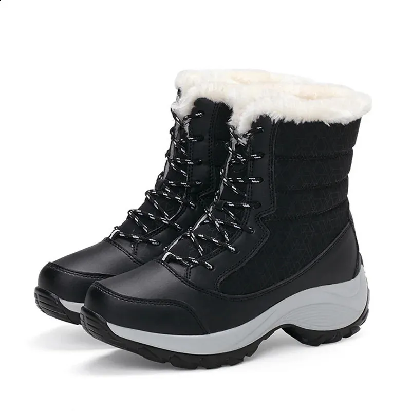 Snöfäls Kvinna Plattform För Kvinnor Plysch Håll Varma Kvinnors Stövlar Platta Plus Storlekar Botas Mujer Vinterskor 240826_voghion.com