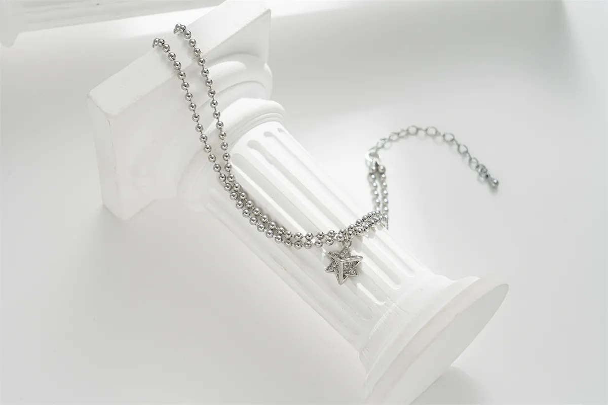 Pulseras de eslabones, joyería de moda, regalos, bola de metal bicapa, pulsera colgante de estrella de seis puntas de alta calidad para mujeres, hombres, fiesta_voghion.com
