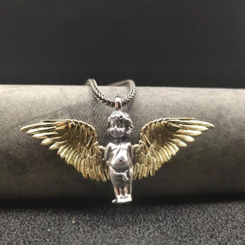 Collane con ciondolo alla moda, carine, color oro, a forma di piccolo angelo, unisex, tendenza, gioielli per feste e banchetti_voghion.com