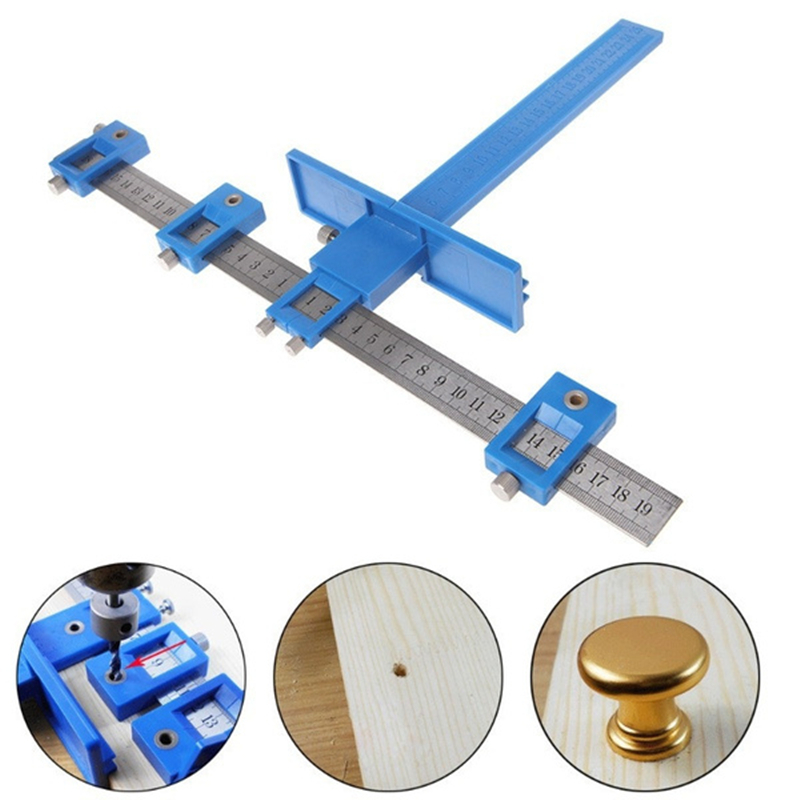Multifunctional Furniture Carpentry Punch Locator Drill Guide Ruler Woodworking Hole Locator Adjustable Drilling Positioner Tool_voghion.com
