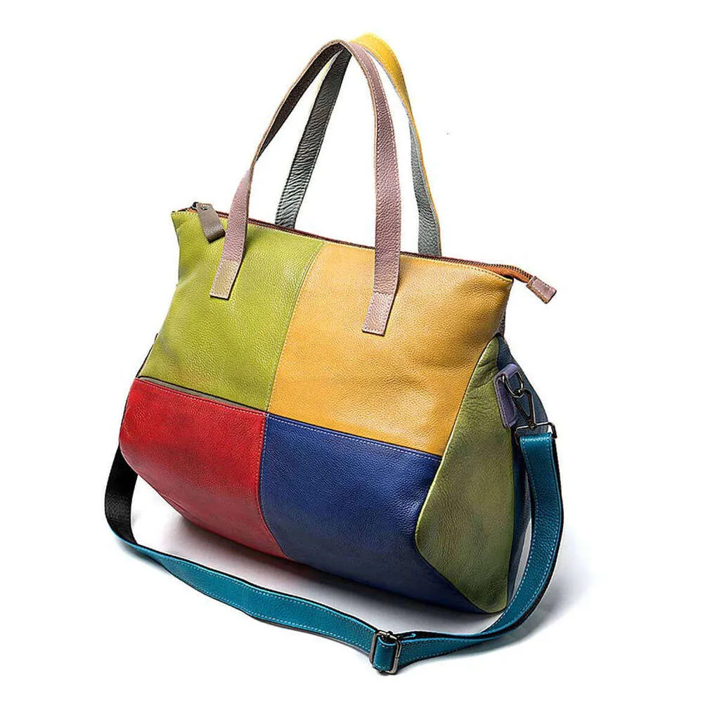 Oversized Tote Bag Genuine Leather Shoulder Bag Vintage Handbag_voghion.com