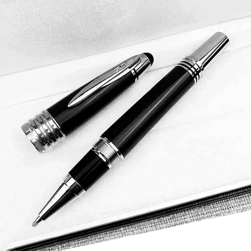 Grousshandel Héichqualitativ John F. Kennedy Schwaarz Kuelefaser Rollerball Kugelschreiwer Füllfedern Schreifbüro Schoulmaterial mat JFK Seriennummer_voghion.com