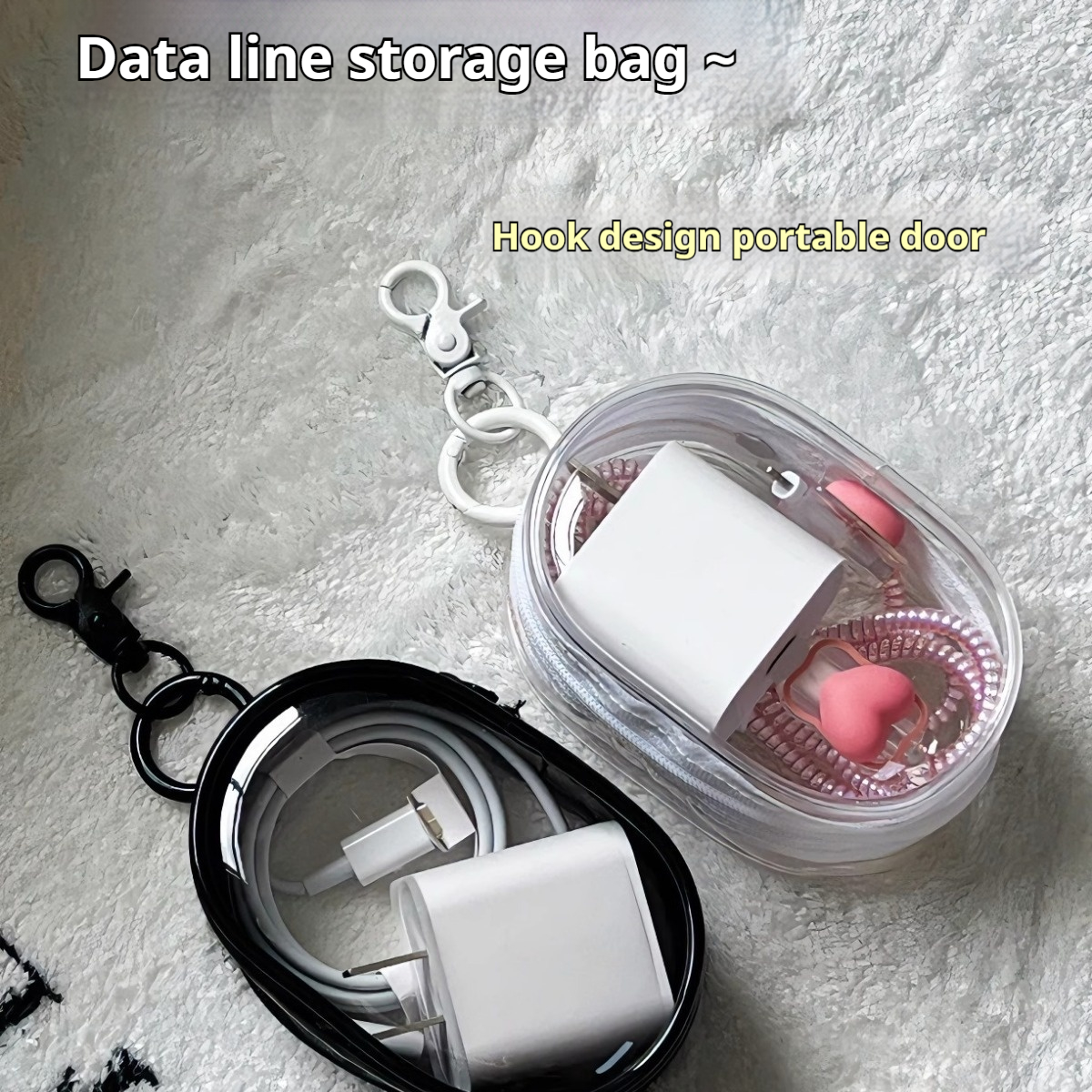 Chargeur de câble de données, utilisation portable en extérieur, boîte d'organisation pour écouteurs et téléphones, enroulement transparent pour le chargement et le stockage