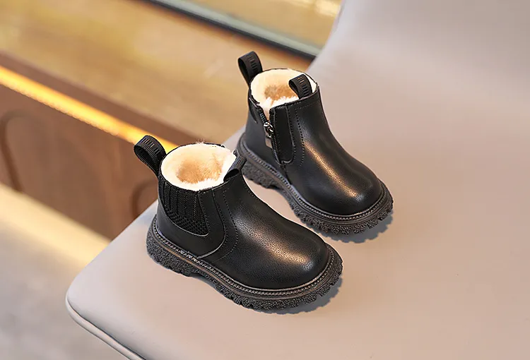 Botas de nieve Happysteps de piel sintética para bebé, muy cálidas, para otoño e invierno, para niño y niña, talla 38-44_voghion.com