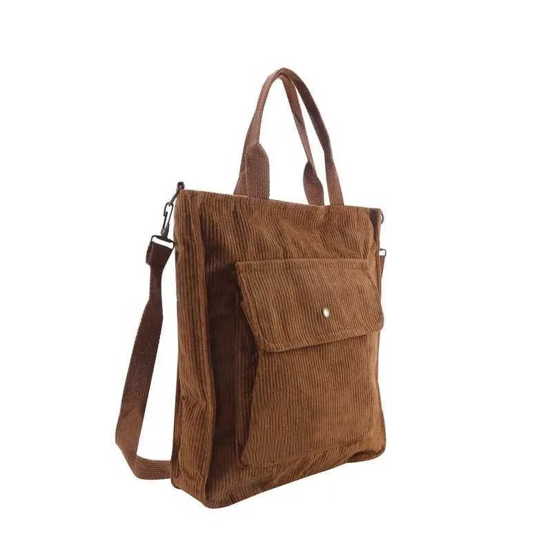 Sac à dos étudiant rétro en velours côtelé chaud Fem toile shopping avec sac extérieur 2024 nouvel article Y241109_voghion.com