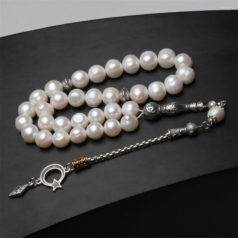 Strand islamsk rosenkranshalskjede 11-12mm størrelse naturlig ferskvannsperle muslimsk bønneperler Tasbih Misbaha Subha bryllup_voghion.com