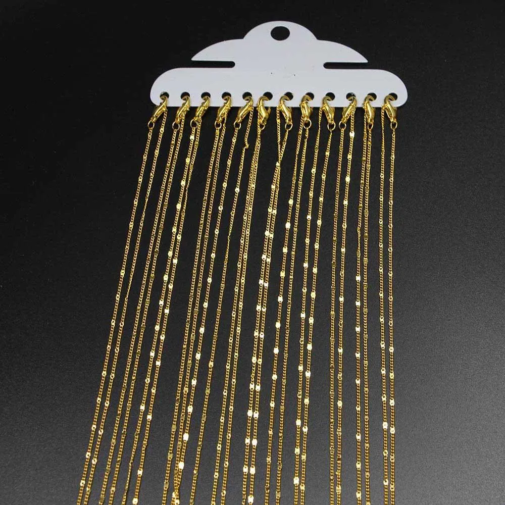 Catena con chiusura a moschettone da 40 cm e 1,25 mm per la creazione di gioielli fai da te con collana in rodio e argento, accessori da 12 pezzi/confezione_voghion.com