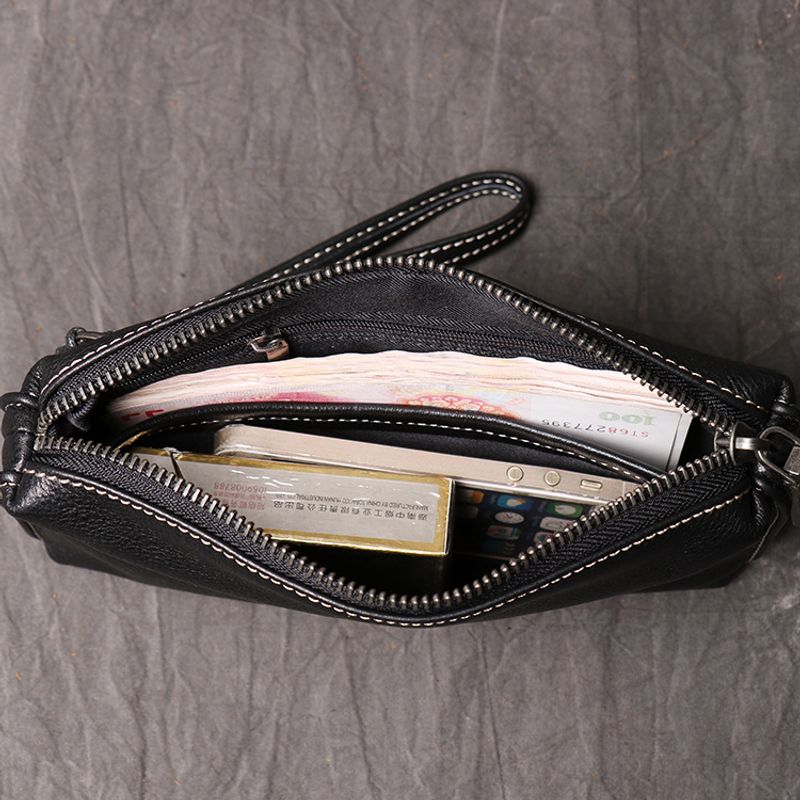 Hochwertige neue Herrenhandtasche Leder, lange Geldbörse weichem Leder für Damen, modische Handytasche aus Rindsleder,_voghion.com