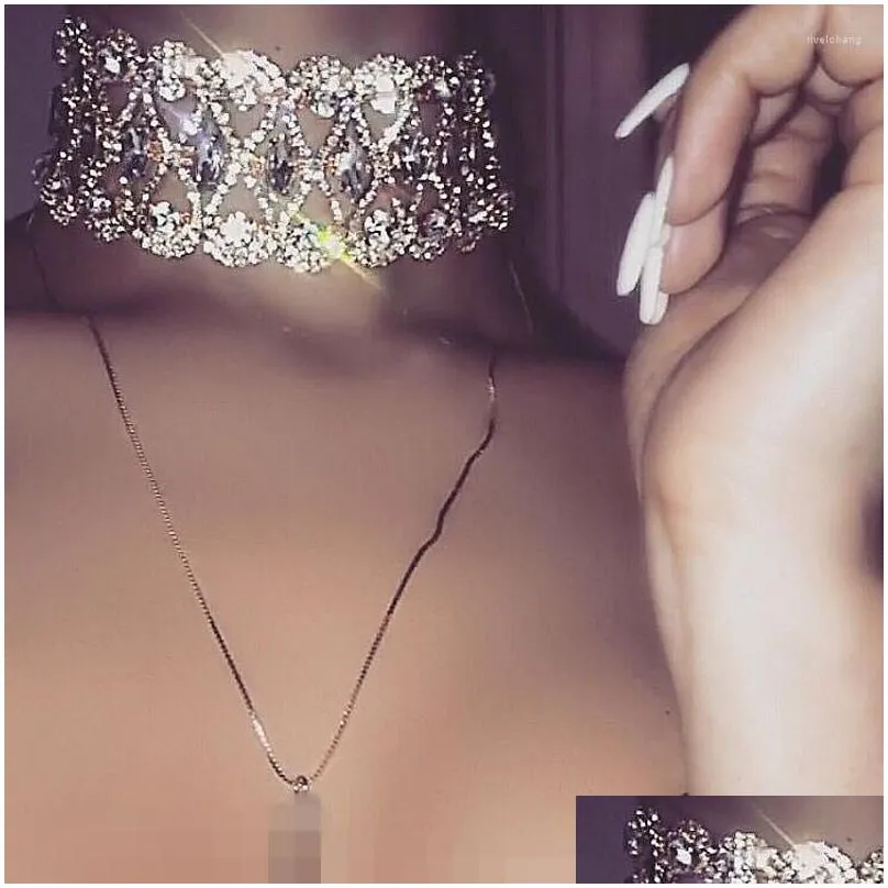 Colliers pendentifs fins et brillants, collier ras du cou doré bohème pour femmes, magnifique chaîne en strass, ras du cou pour mariée et mariage_voghion.com