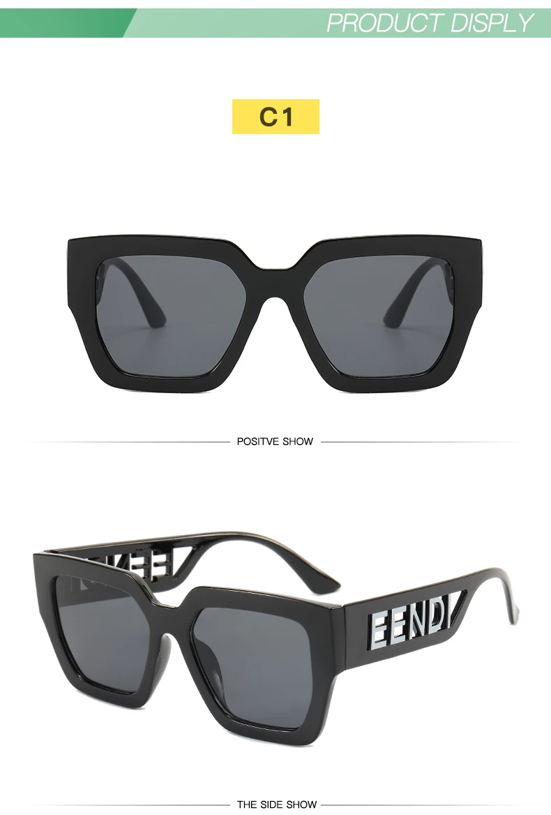 Brand Designer Women Sun Glasses  Trendy Oversized Square Men Sunglasses Retro Hollowed Letter Eyewear UV400 Goggles_voghion.com