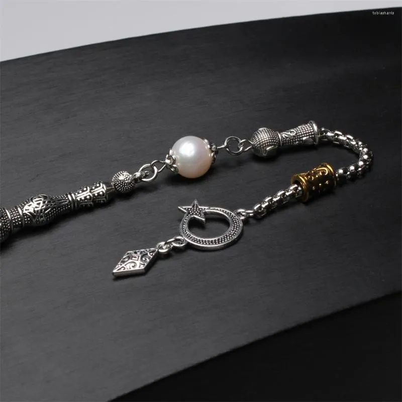 Strand islamsk rosenkranshalskjede 11-12mm størrelse naturlig ferskvannsperle muslimsk bønneperler Tasbih Misbaha Subha bryllup_voghion.com