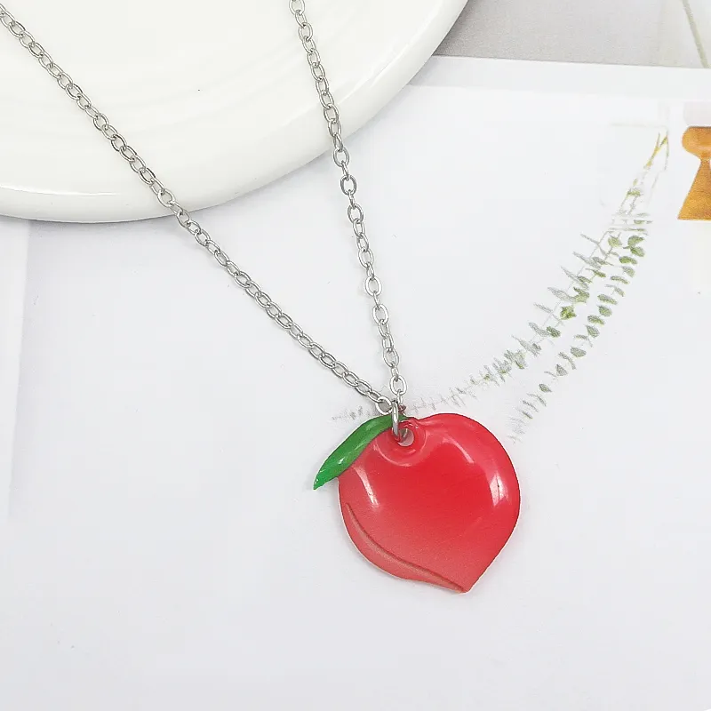 Collane con ciondolo Fungo Peperone Cavolo cinese Ravanello Zucca Pesca Collana Verdure Frutta Gioielli in smalto per bambini_voghion.com