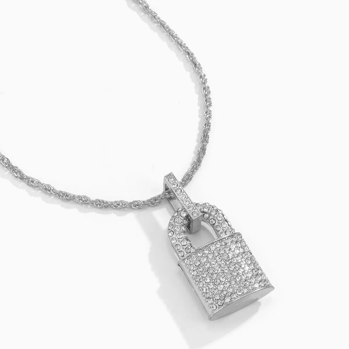 Collane con ciondolo a strati con catena spessa con lucchetto in strass Collana da uomo alla moda in acciaio inossidabile spesso Choker 2023_voghion.com