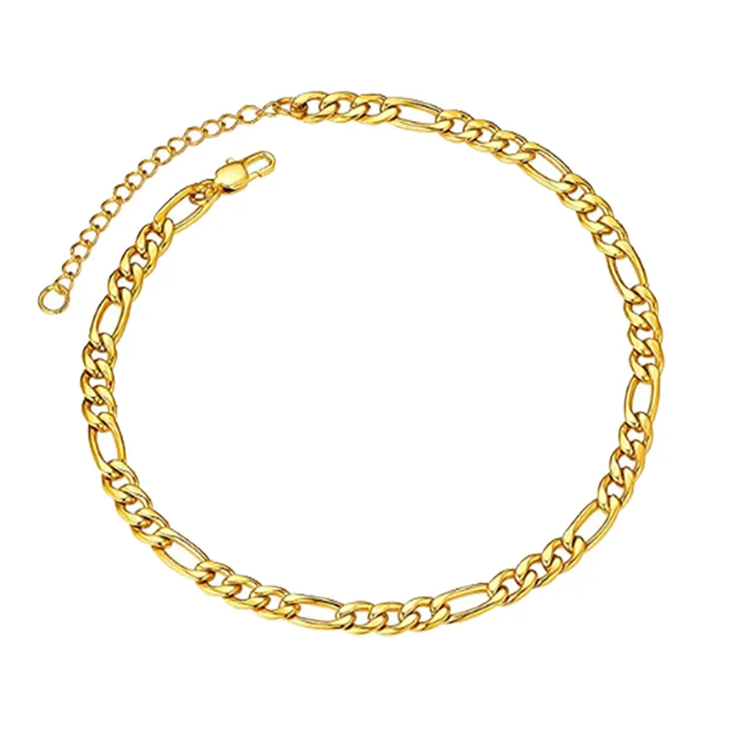 Brățară placată cu aur autentic, lanț cubanez de 5 mm, frânghie de 3 mm, unică, subțire, cu microfigaro, lanț de grâu, din oțel inoxidabil, streetwear_voghion.com