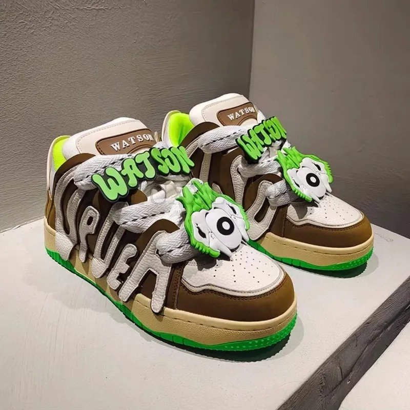 Thick Soled Round Toe Sponge Cake Couple Style Sneakers With Breathable Mh Comfortable And Versatile Casual Sports_voghion.com