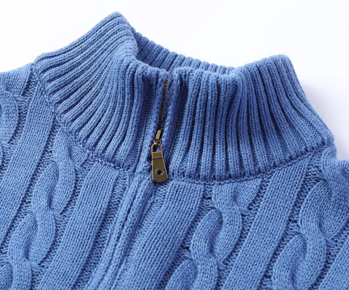 Mens Designer Sweater Shirts Thick Half Zipper High Neck Warm Pullover Slim Knit Knitting Jumpers Cotton Sweatshirt_voghion.com