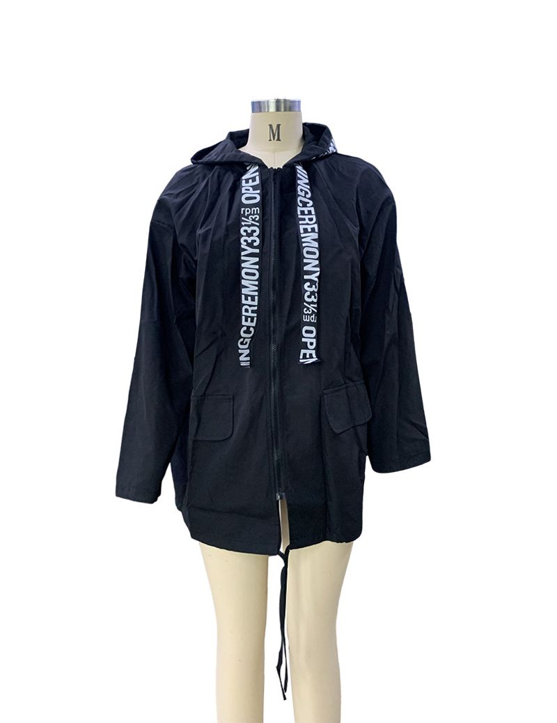 Women's Clothing autumn and winter women's casual loose hooded zipper raincoat cloth windbreaker jacket_voghion.com