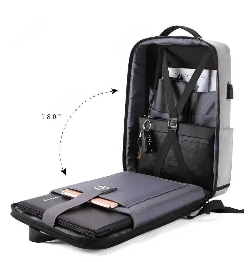 Sacs à dos d'école antivol et étanches avec chargement USB, sac à dos pour ordinateur portable de voyage à coque rigide, sac à dos pour ordinateur 17 pouces C241107_voghion.com