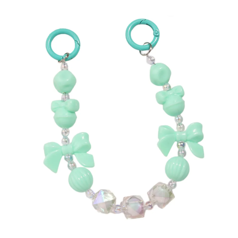 Colorful Bowknot Bead Phone Strap Charm Chain Knot Cellphone Lanyard Keychain Girl Bag Camera Pendant For Case_voghion.com