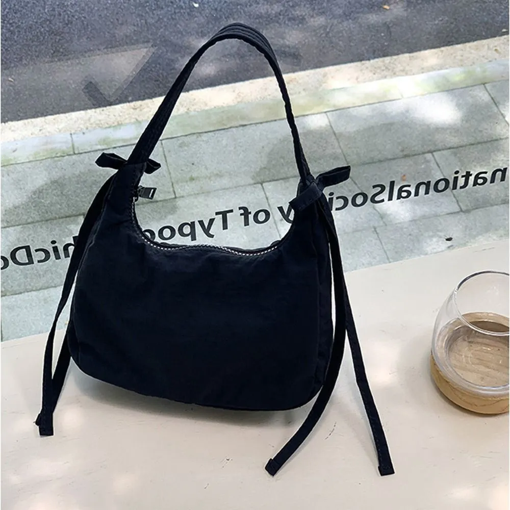 Borsa a tracolla in tessuto Oxford con fiocco in nylon, versatile, stile coreano, da portare sotto le ascelle, semplice, coordinata, per ragazze_voghion.com
