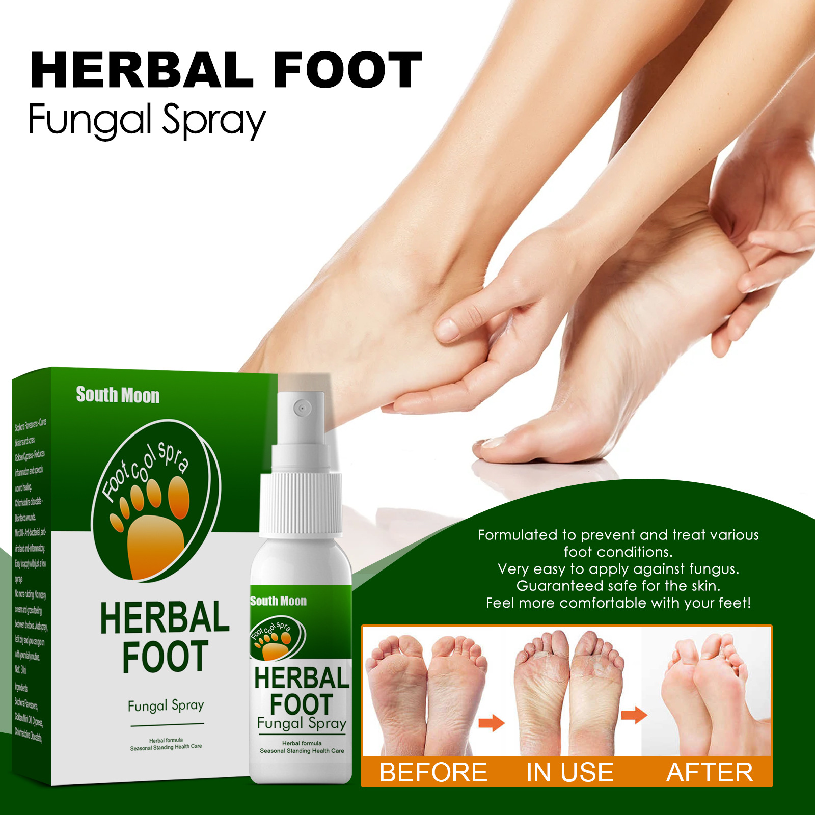 Sweat, Herbal spray Odor and Itch Relieving Foot Care Spray_voghion.com