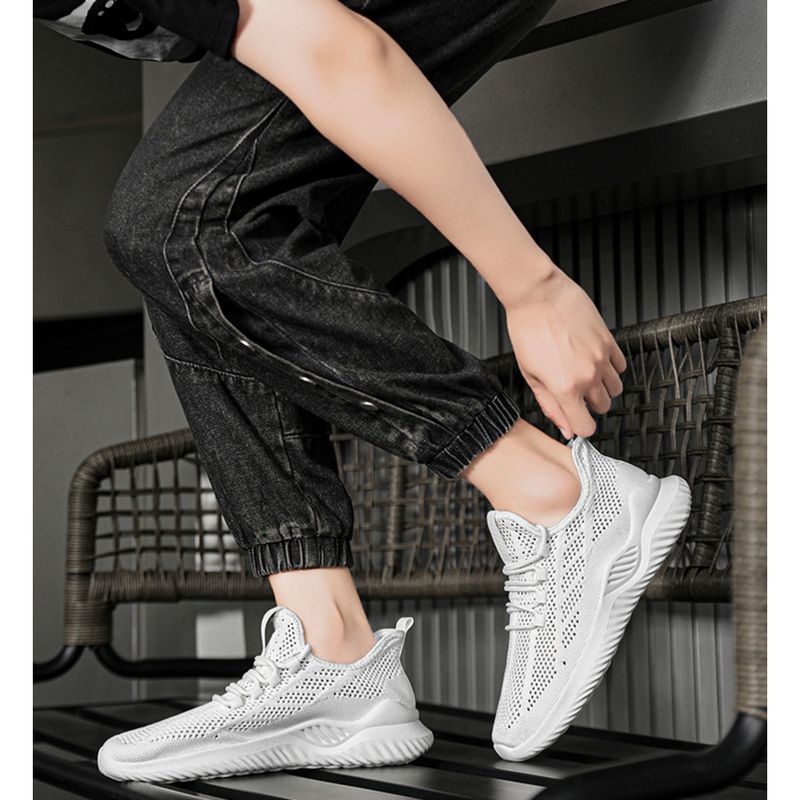 Shoes men autumn summer new flying woven breathable lightweight men's casual mesh shoes_voghion.com