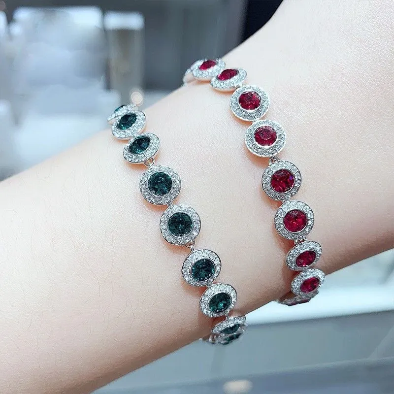 Conjunto de pendientes y pulsera con cadena dorada cristal austriaco_voghion.com
