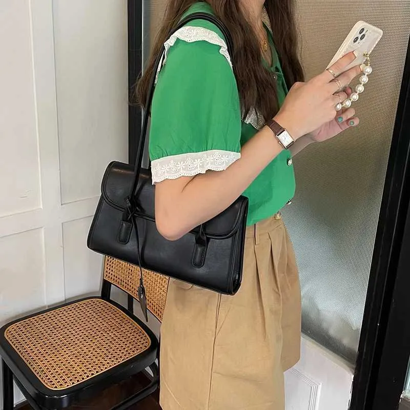 Sac à bandoulière en PU à texture française à la mode pour femmes, jaune, sous les aisselles, printemps/été 2024, pendentifs élégants, Handba241104_voghion.com