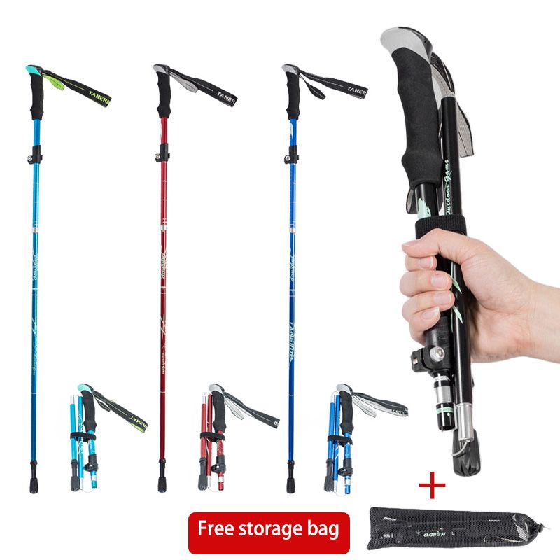 Ultralight Folding Multifunction Trekking Pole Portable Anti Shock Alpenstock Snow Walking Outdoor Climbing Hiking Stick_voghion.com