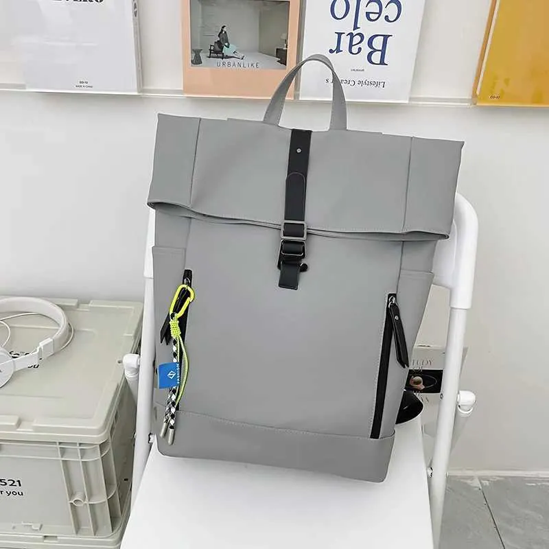 Damen Freizeit Großer Rucksack Männer Laptoptasche Ladys Nylon Roll Top Männlich Reisetasche Port Schulrucksäcke Für Teenager_voghion.com