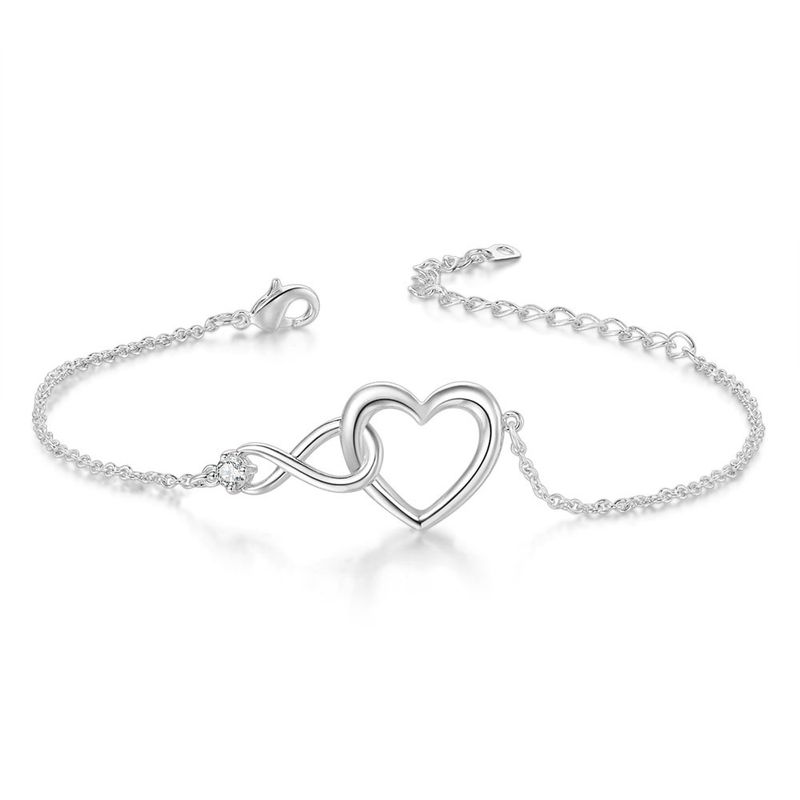 Bracciale unisex a forma di amore infinito per donna, con zircone singolo, semplice e versatile, gioiello da mano._voghion.com