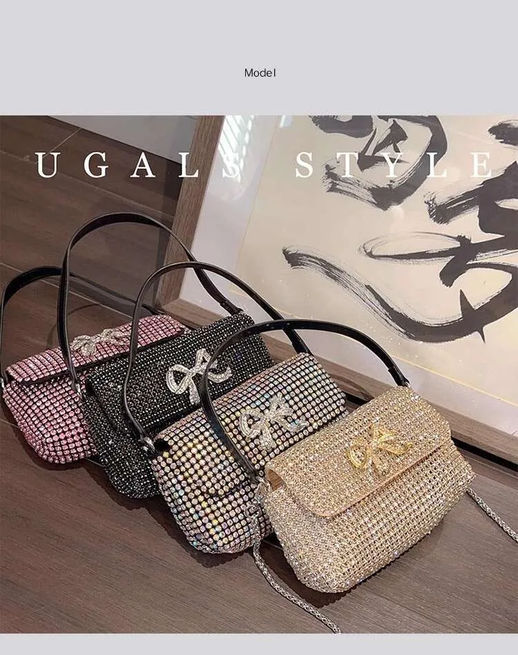 Crystal Rhies Dia Square Glitter Women Handbag Fashion Evening Wedding Party Clutch Purse Shoulder Bag Street Dressing_voghion.com