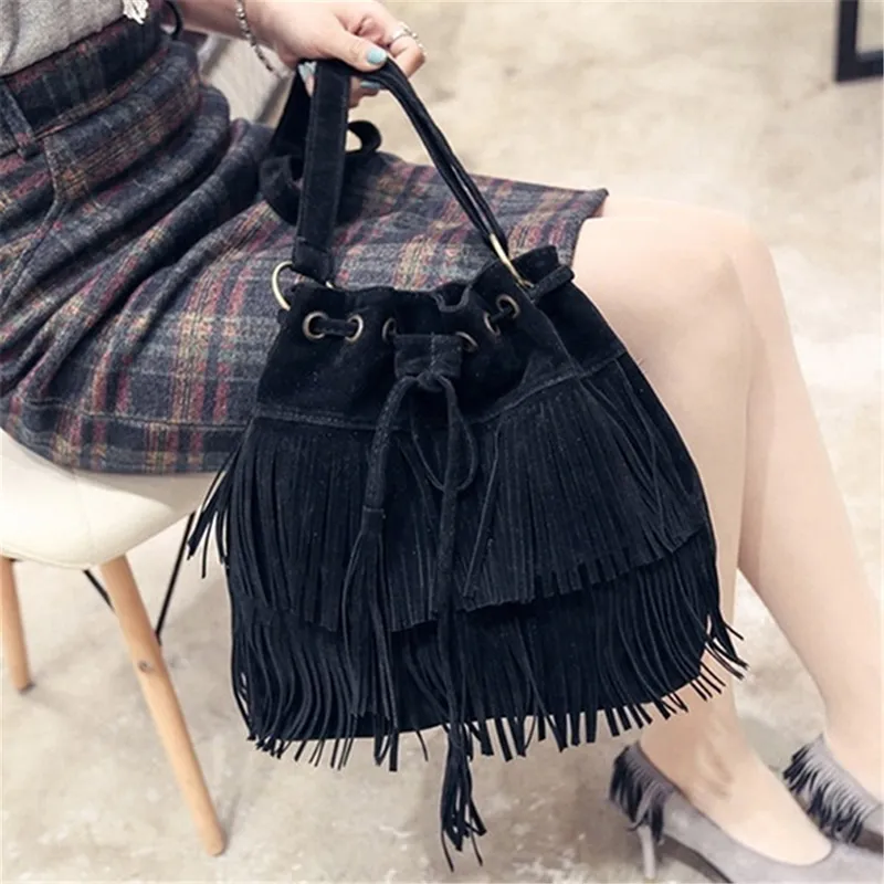 Bolsas femininas retrô de camurça com franjas 2024, bolsa tote nova, bolsa de ombro com borlas, bolsa transversal_voghion.com