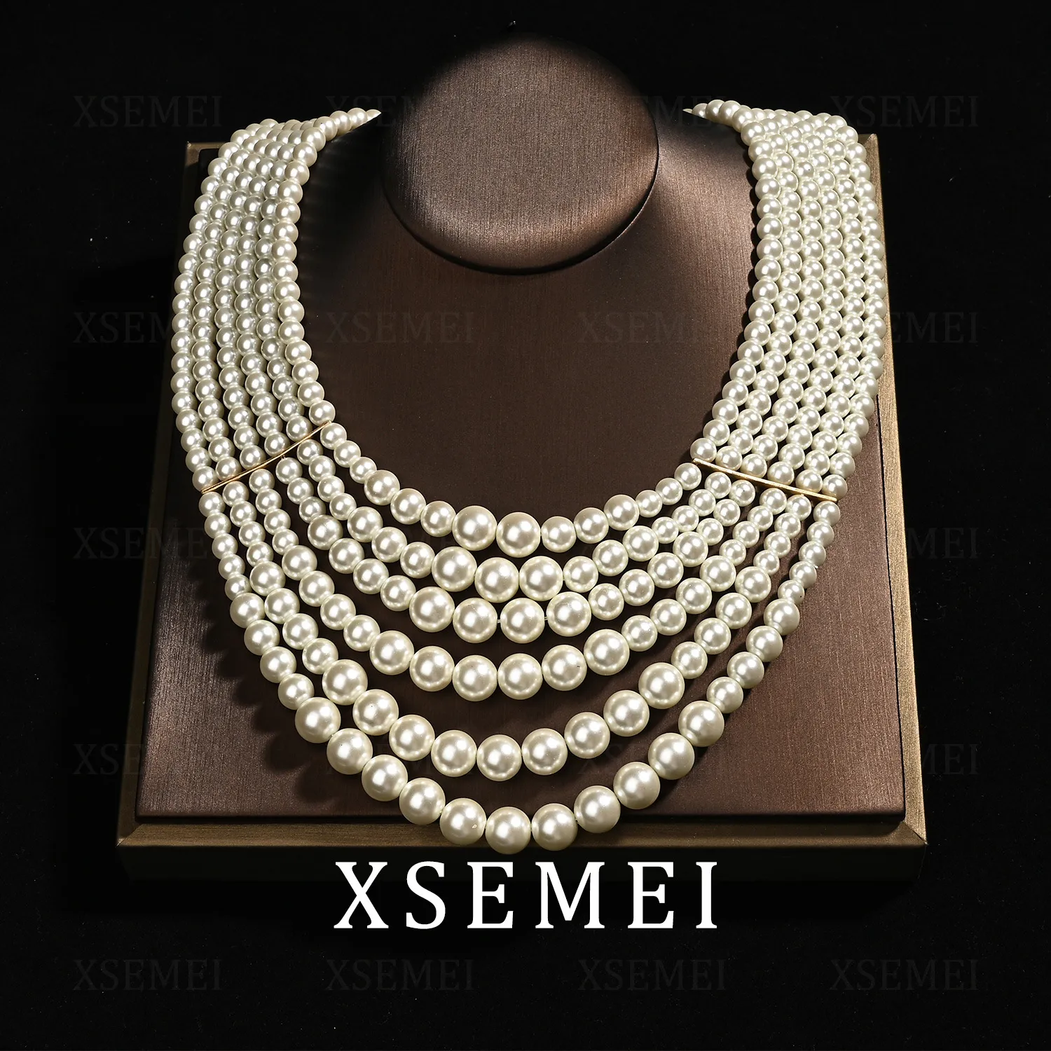 Pendans French Brand Same High Quality Handmade Multi Layered Glass Pearl Retro Exaggerated Style Dress_voghion.com