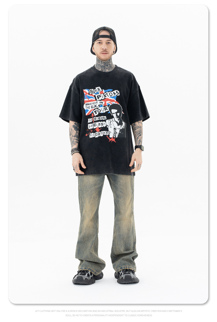 Vêtements pour hommes SUP | T-shirt à manches courtes pour hommes, nouvelle marque de mode d'été 2024, groupe de punk rock High Street_voghion.com