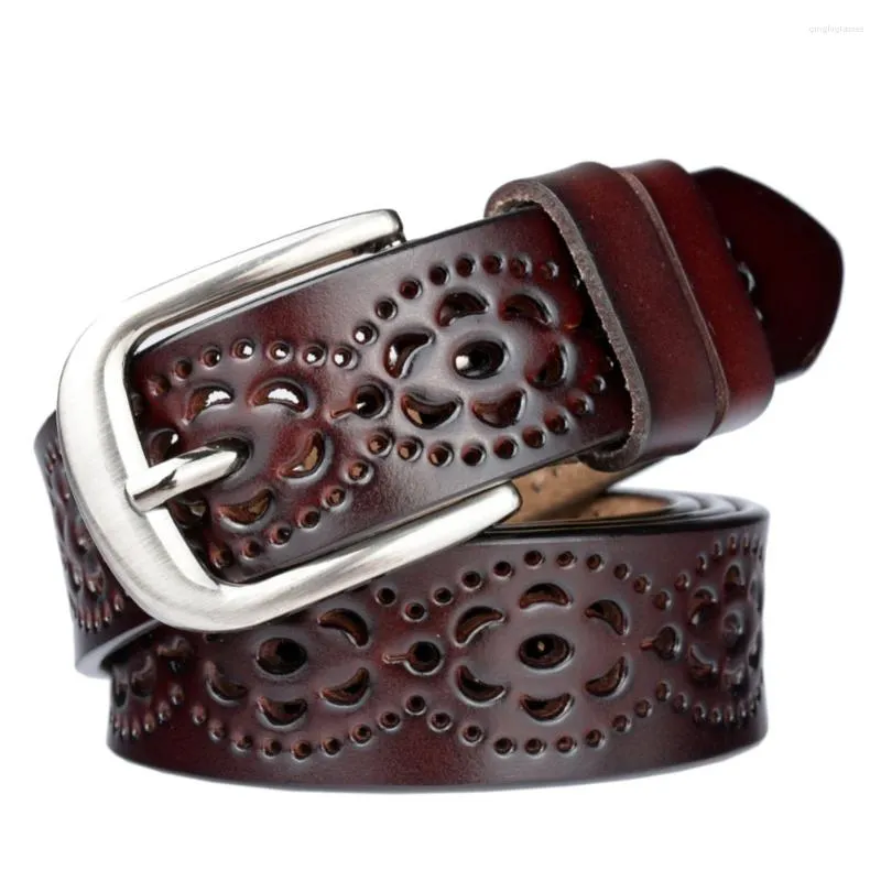 Cinture Donna Moda Larga Cintura Vera Pelle Floreale Intagliata Pelle di Mucca Per Jeans Alta Qualità Vintage Ceinture Femme Female_voghion.com