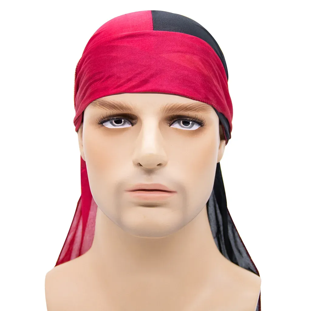 Pirate Cap Long Tail Headwraps for Men and Women Silky Durag Hip Hop Rapper Doo Rag Sleep Hat Bandana Hombre_voghion.com