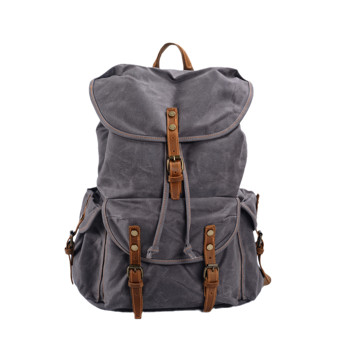 Zaino da uomo LazyZoom in tela cerata morbida, grande capacità, per studenti, scuola, viaggi e trekking_voghion.com