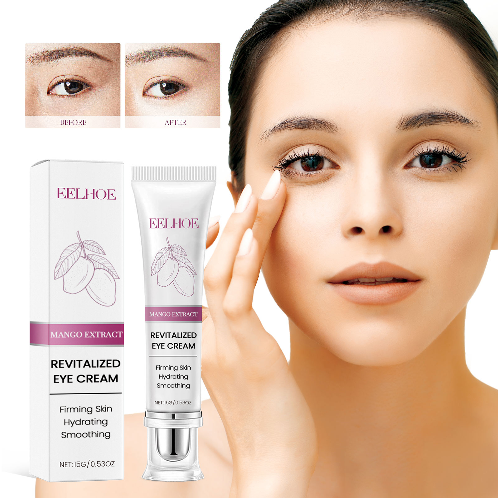 EELHOE Mango Eye Cream Reduces Fine Lines Of Crow's Feet Bags And Gently Nourishes Elasticity And Tightens The Skin Around Eyes_voghion.com
