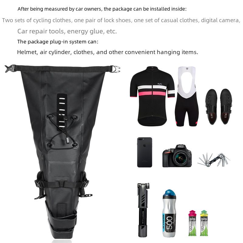 RHINOWALK Rhino Full Waterproof Bicycle Saddle Tail Bag Large Capacity 10L Road Bike Lightweight Long Distance Riding_voghion.com