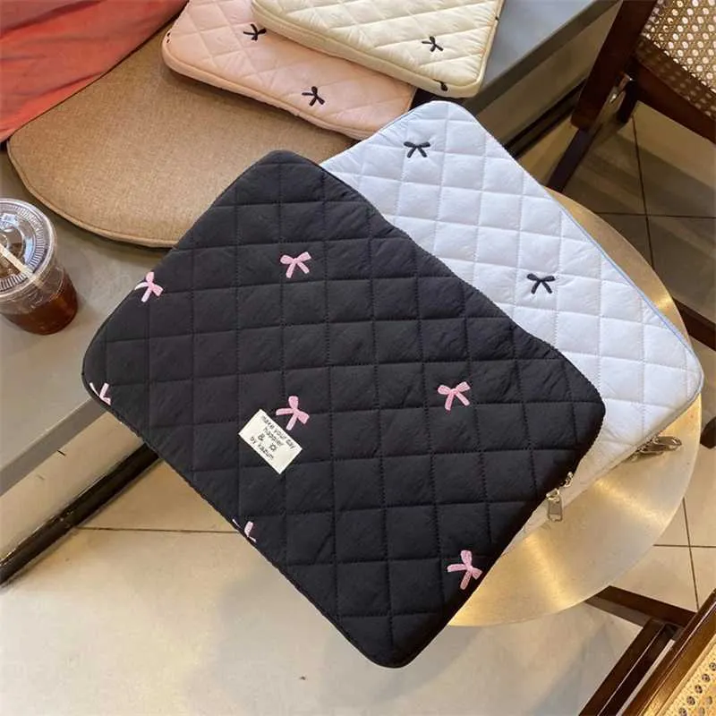 Süße Schleife Stickerei Computer Tasche Tablet Sleeve Fall 11 13,3 14 15,6 Zoll Frauen Laptop-Hüllen für Buch Ipad HP_voghion.com