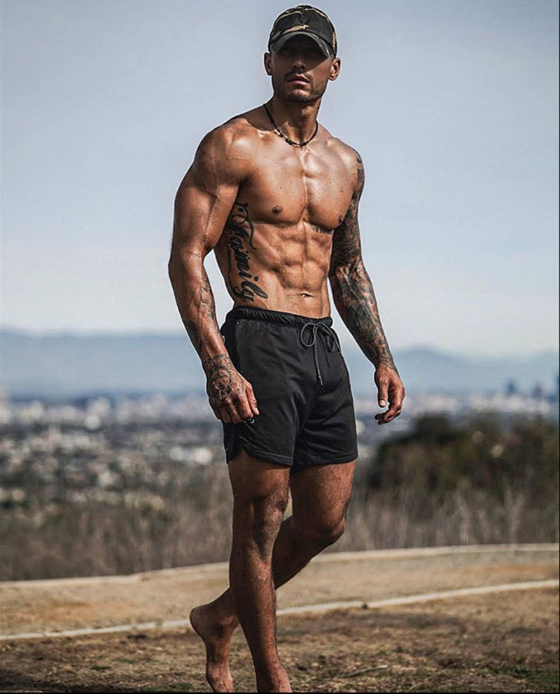 Sports Shorts Men's Summer Fitness Quick Drying Breathable Capris Single Layer Mesh Stretch Beach Pants_voghion.com