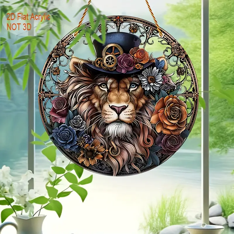 Attrape-soleil animal gentleman – Art acrylique fantaisiste 8 x 8 pouces. Décoration charmante pour salons, jardins ou comme cadeau pour les amoureux des animaux._voghion.com