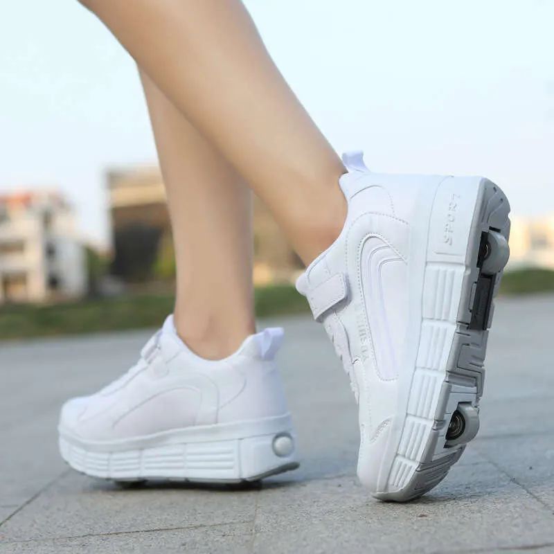 Roller Sneaker Outdoor Indoor Skating Detachable Kids Skates Breathable Blade Boy Flying Shoes Gear White 32_voghion.com