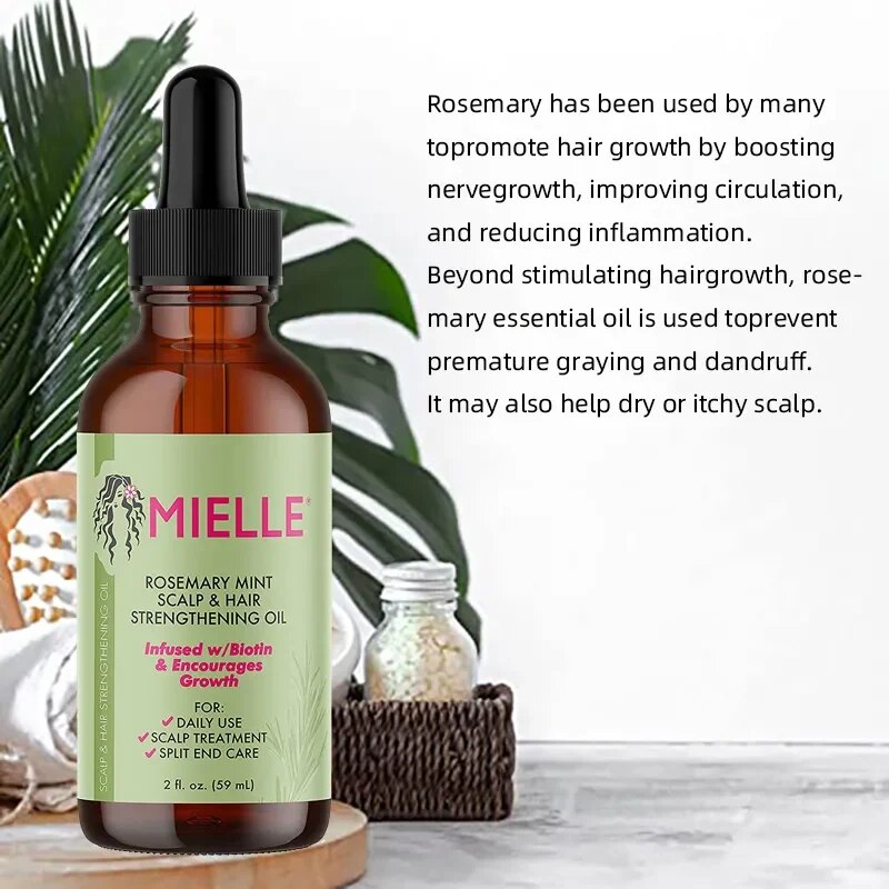 Olio essenziale per la crescita dei capelli, olio essenziale di menta e rosmarino, olio rinforzante, trattamento nutriente per capelli secchi e con doppie punte._voghion.com