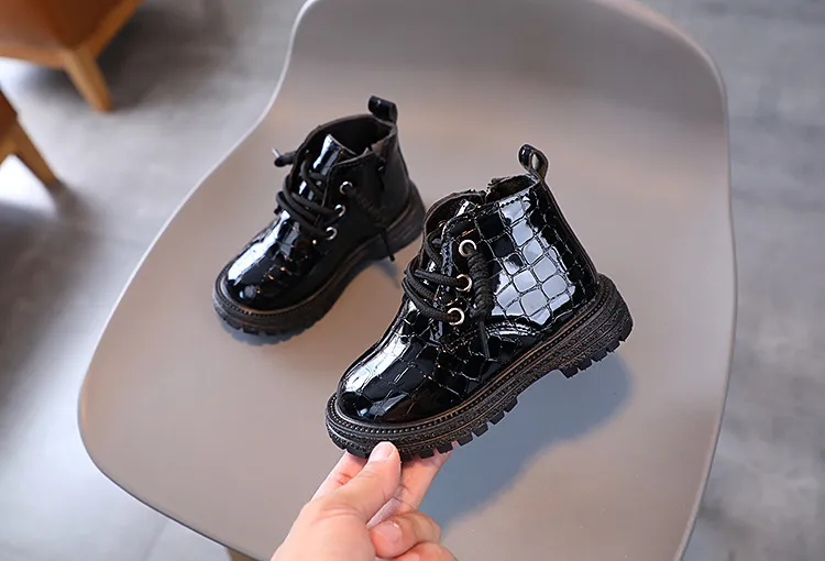 Toddler Girls Crocodile Pattern For Autumn Winter Fashion Children Shoes Littlesprouts Kids Boy Boots Black Beige Size_voghion.com