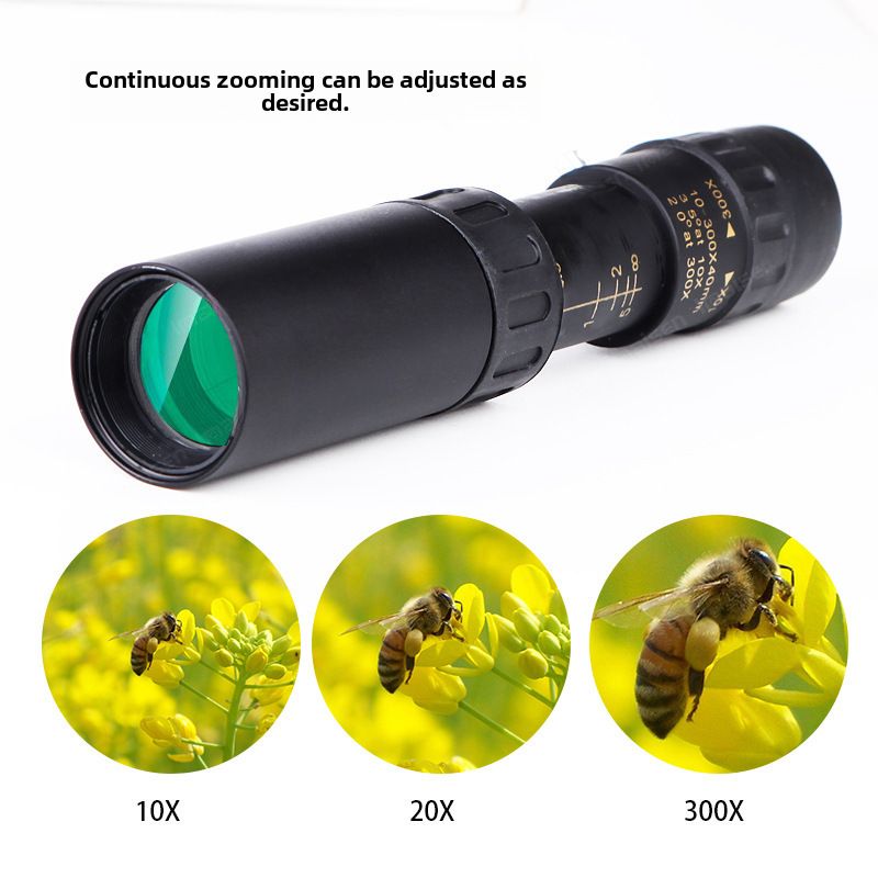 Professionelles Vogelbeobachtungs-Teleskop für Erwachsene, 10–300 x 40, mit variablem Zoom, tragbares Reise-Stretch-Monokular_voghion.com