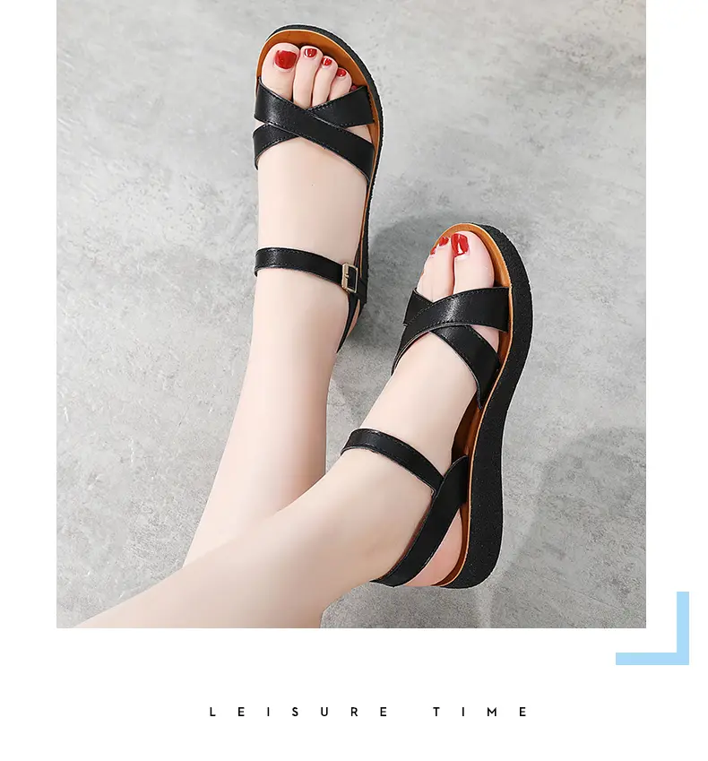 Women's Flat Sandals Versatile Leather Summer Fashion Footwear_voghion.com