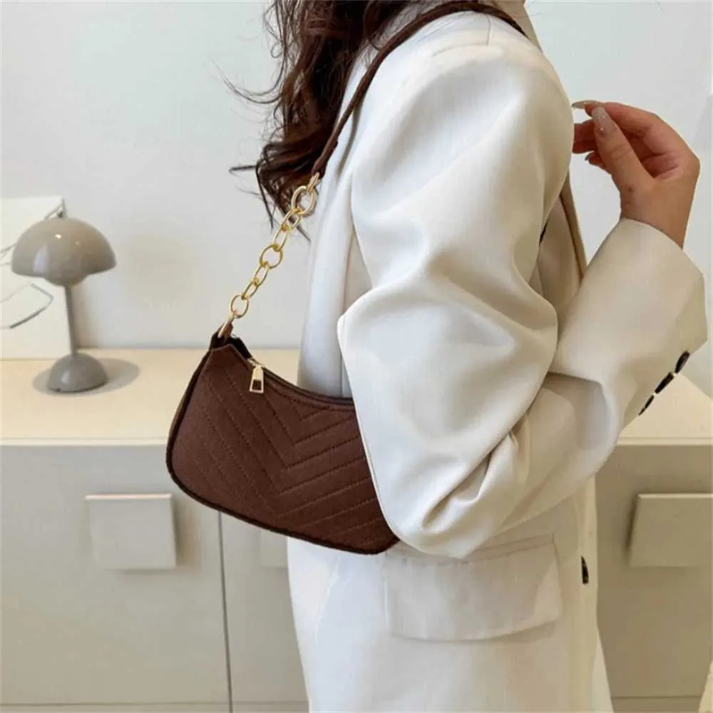 Designertaske Ny dame retro Gerie ensfarvet skuldertaske afslappet pung, enkel og moderigtig krydsformet taske_voghion.com
